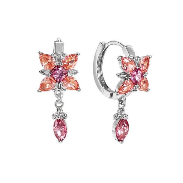Oorbellen Floria - Zilver / Roze