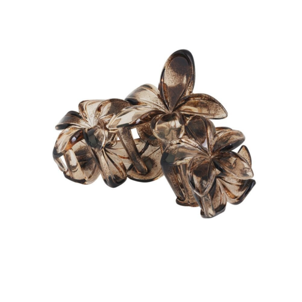Haarclip Triple Flower - Bruin