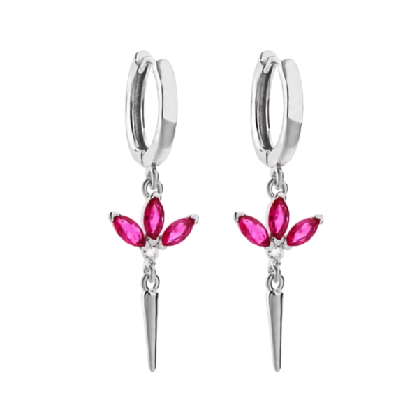 Oorbellen Philippa - Zilver / Roze