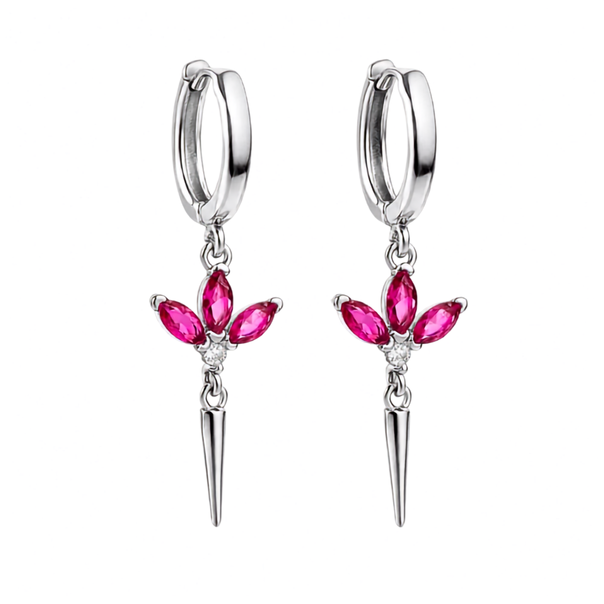 Oorbellen Philippa - Zilver / Roze