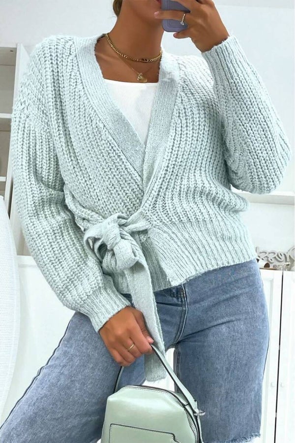 Gilet court grosses mailles