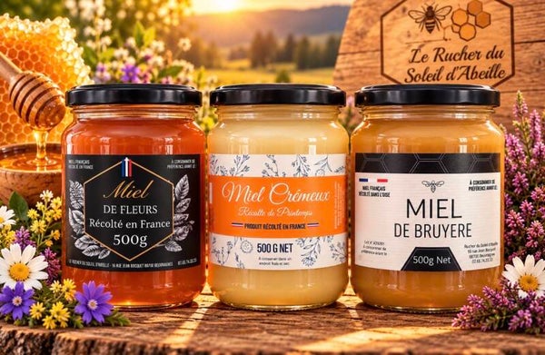Coffret gourmand – Lot de 3 miels français de 500 g