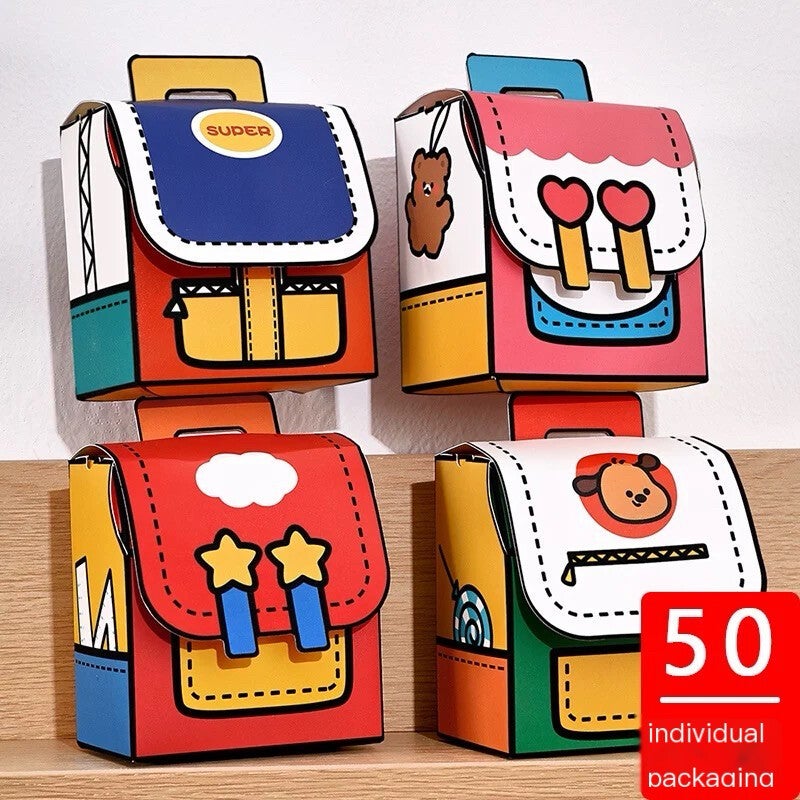 Creative empty backpack boxes, children's handheld gift boxes (50 pieces)