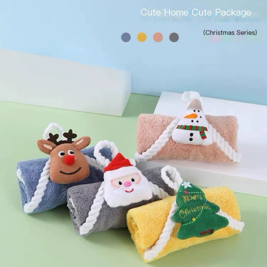 Christmas hand towels, Christmas tree towels, practical gifts for children（Pack of 4）
