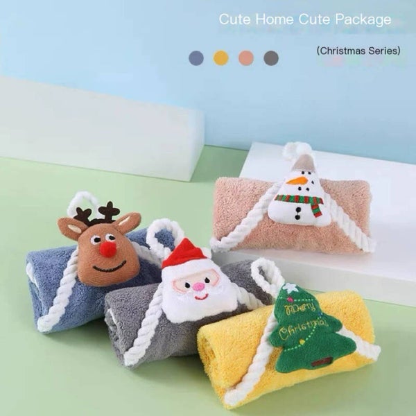 Christmas hand towels, Christmas tree towels, practical gifts for children（Pack of 4）