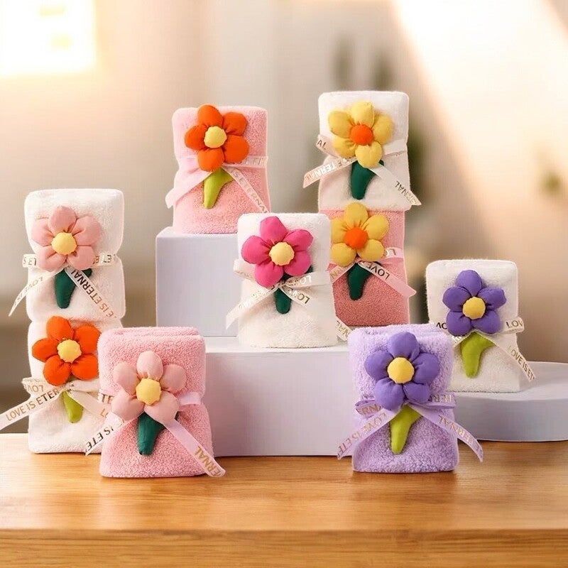 Flower-shaped towels (pack of 2)