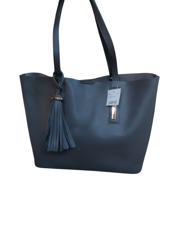 Grand sac C&A gris foncé avec dorure et pompon - multifonction – Élégance et praticité