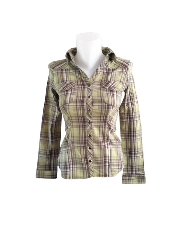 Chemise cintrée Cache Cache - Quadrillée vert, noir & blanc