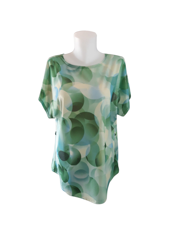 Blouse légère et fluide bleu-vert à manches courtes – Élégance et confort