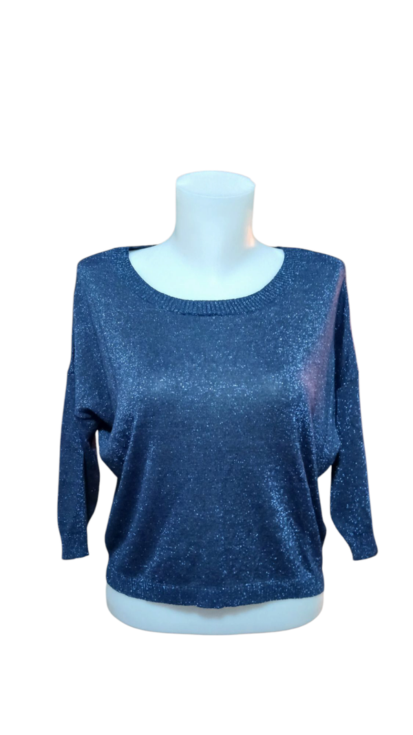 Pull fin bleu scintillant – Élégance subtile et confort absolu