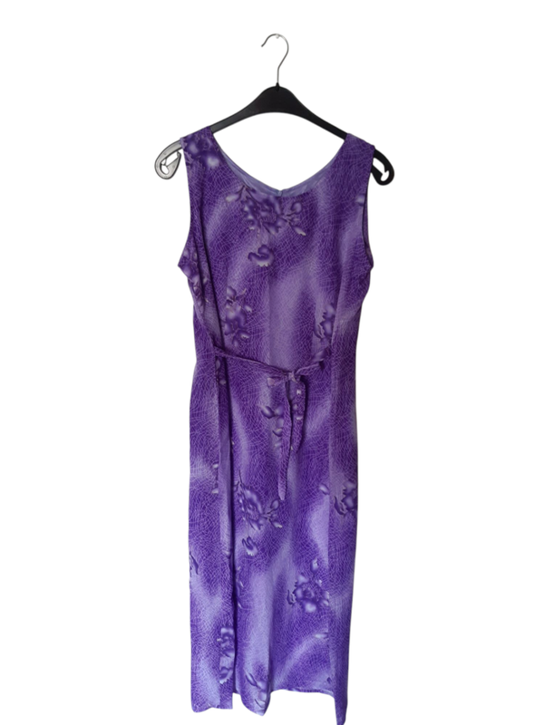 Robe longue sans manches avec sa petite ceinture à nouer – Mauve lumineux