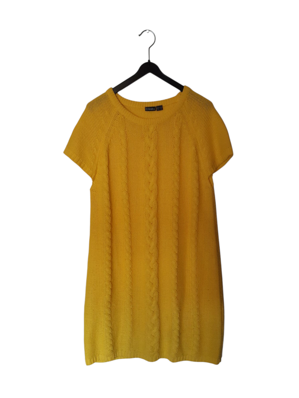 Robe en tricot à manches courtes – Jaune éclatant