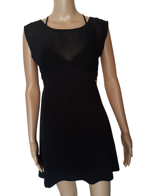 Robe noire et courte – Transparence & ouverture dos de marque Guess