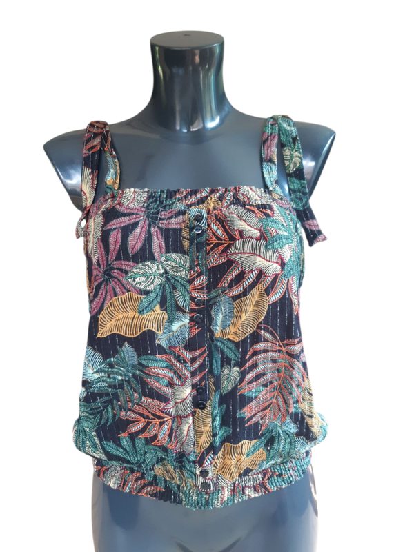 Top tropical à motifs de feuilles exotiques