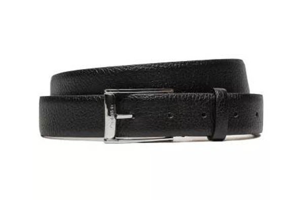 Ceinture Calvin Klein noir en cuir grainé - Homme