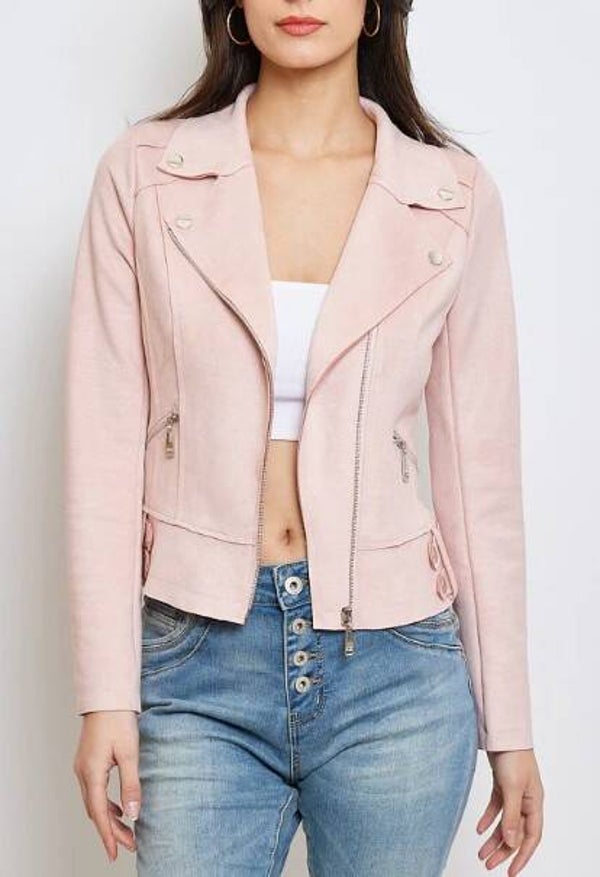 Veste casual en suédine - rose poudré