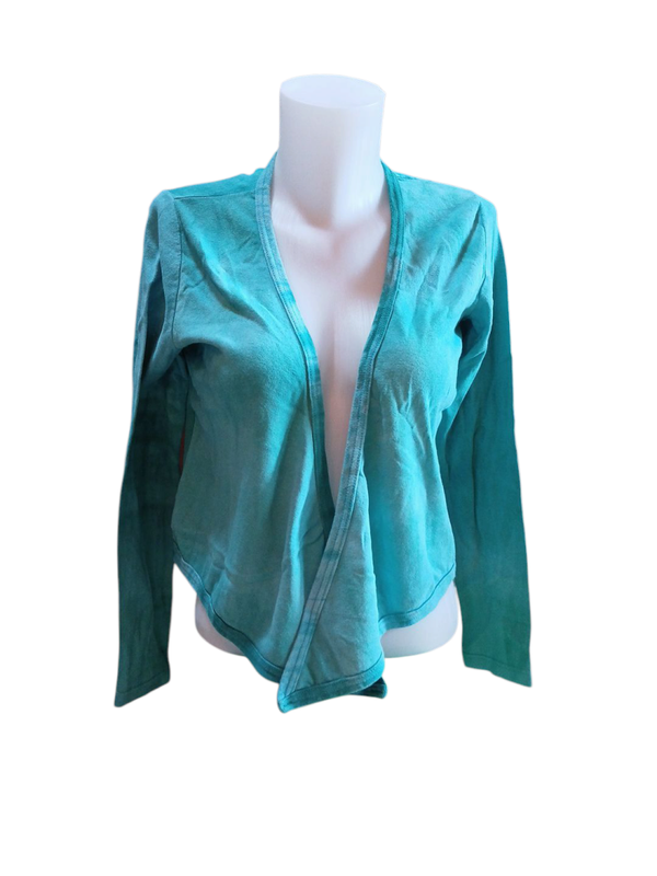Gilet ouvert turquoise/bleu tie and dye – Fluidité et style bohème