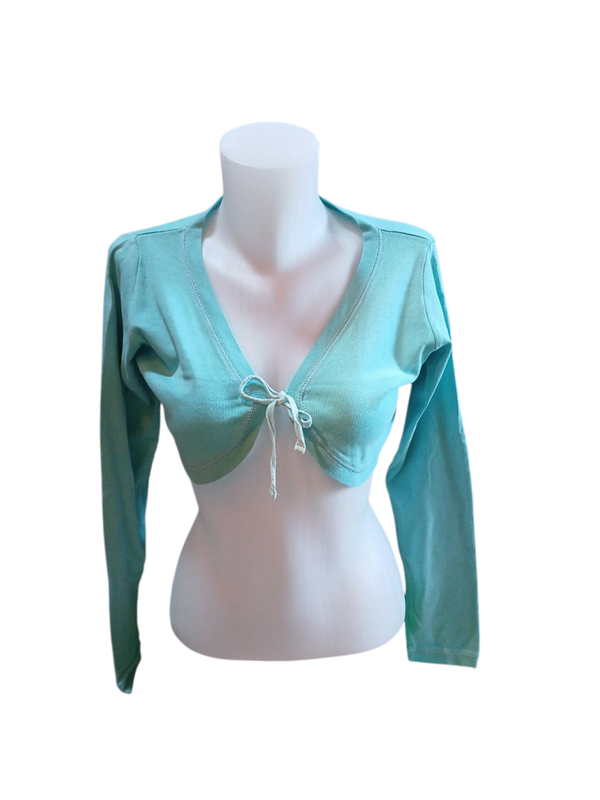Boléro court turquoise – Élégance et légèreté avec une touche raffinée