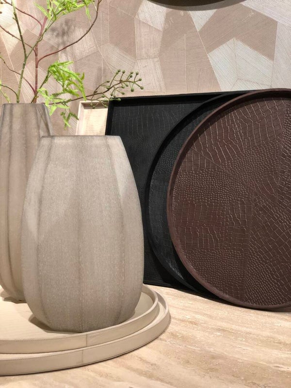 Lederen Tray - bruin rond XL