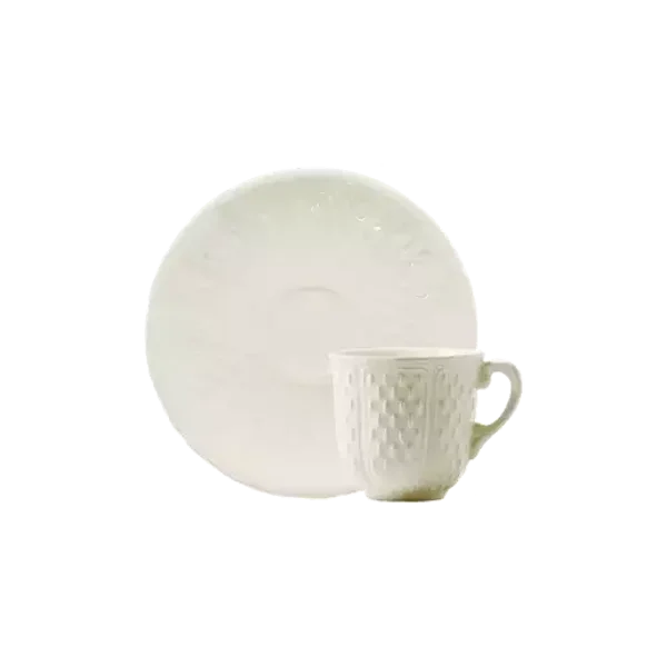 Tasse à café US + sous tasse pont aux choux blanc