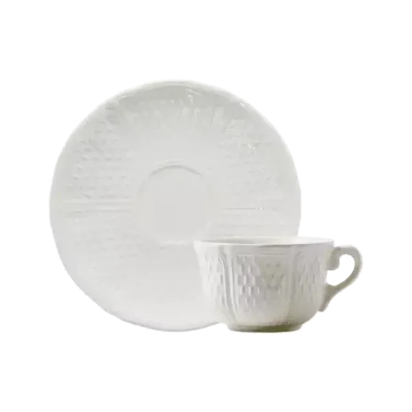 Tasse à thé + sous tasse pont aux choux blanc