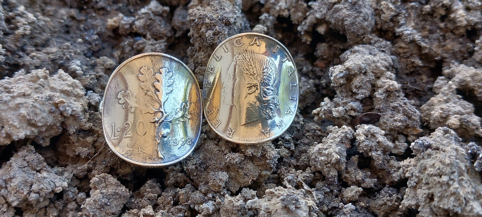 Bague pièce de monnaie 20 lires Italie