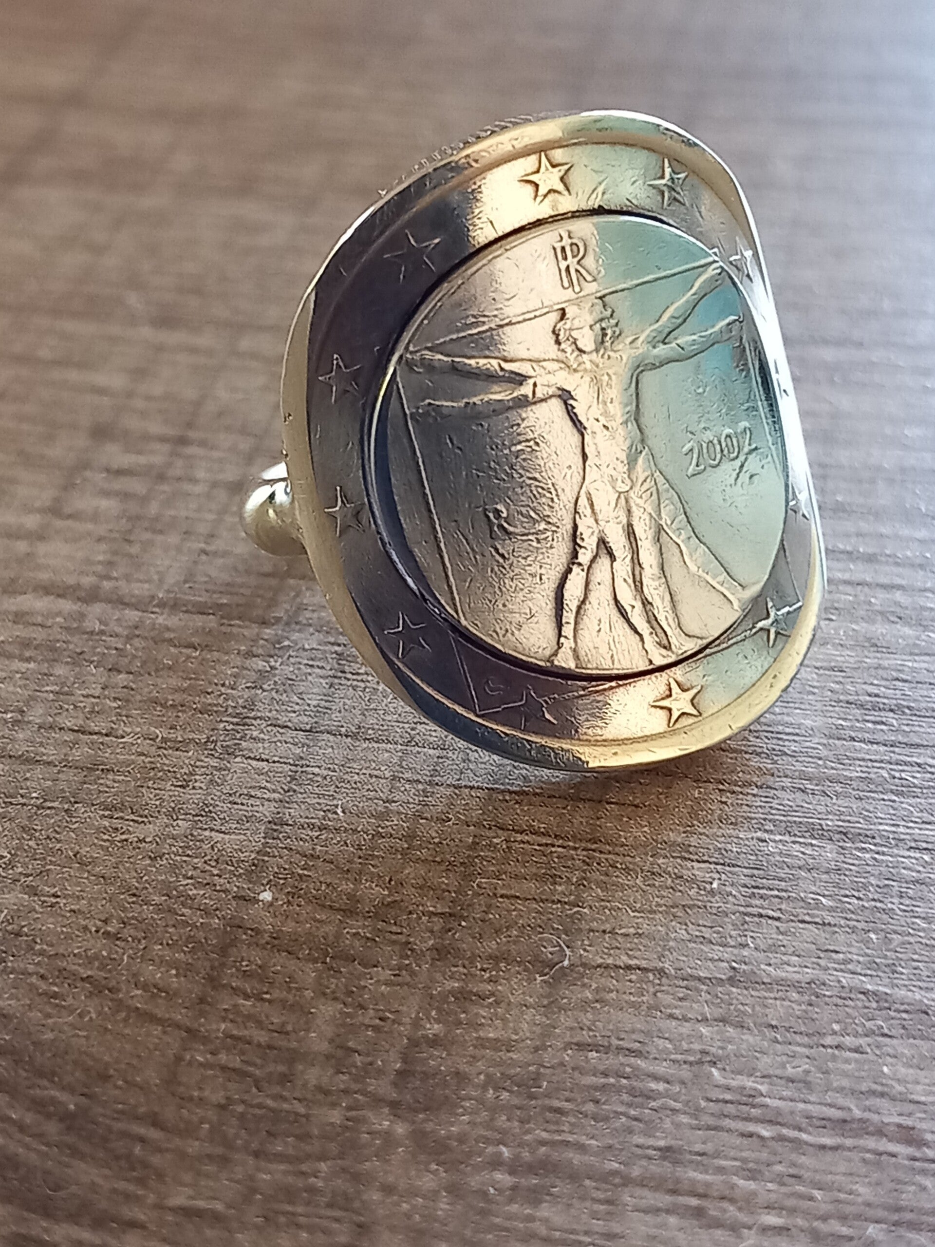 Bague 1 euro " L'homme de Vitruve "