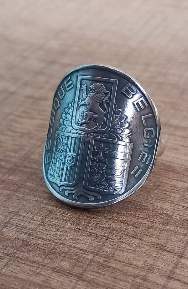 Bague pièce de monnaie 5 Francs Belgique