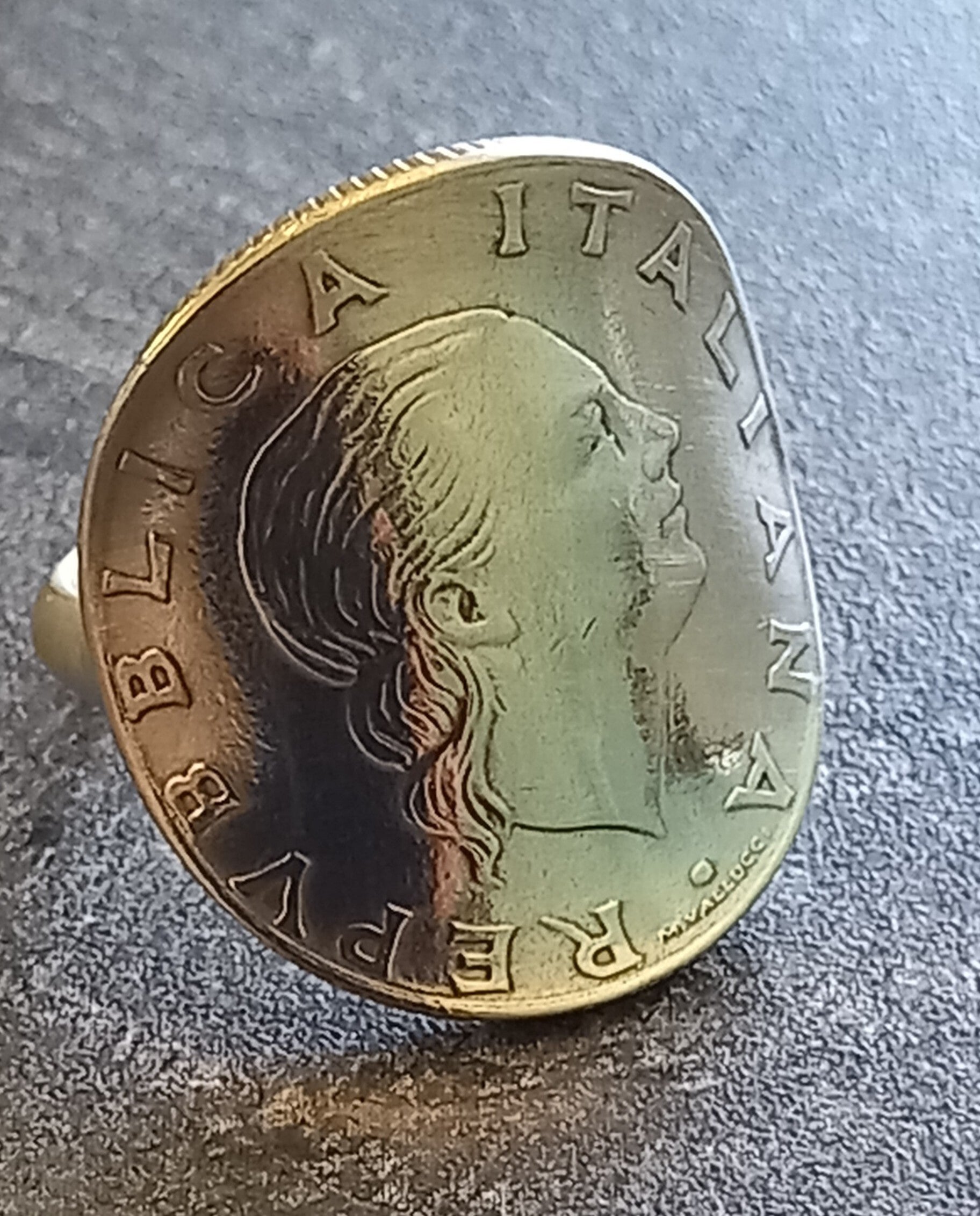 Bague pièce de monnaie 200 lires Italie