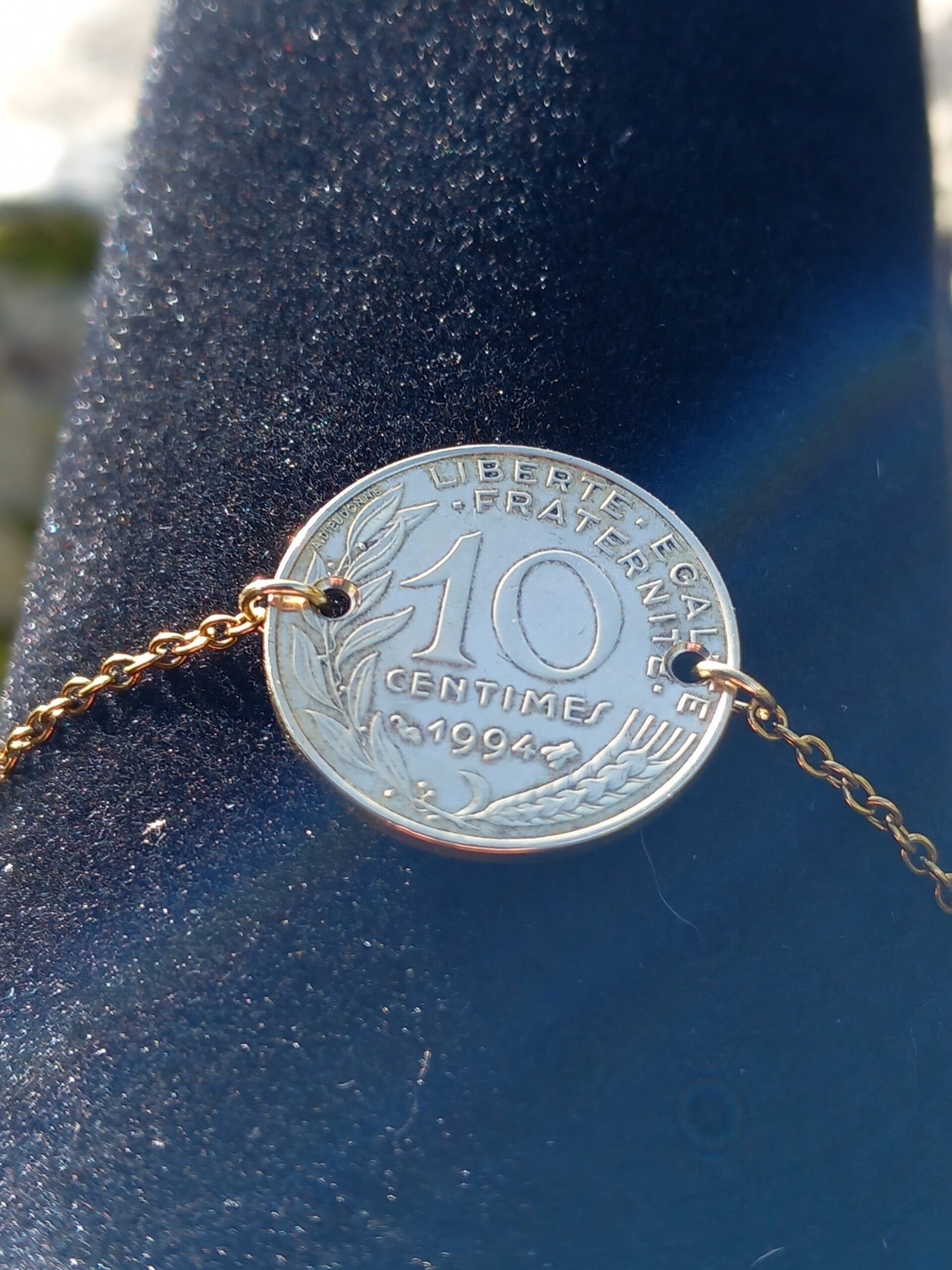 Bracelet pièce de monnaie 10 centimes " La marianne "