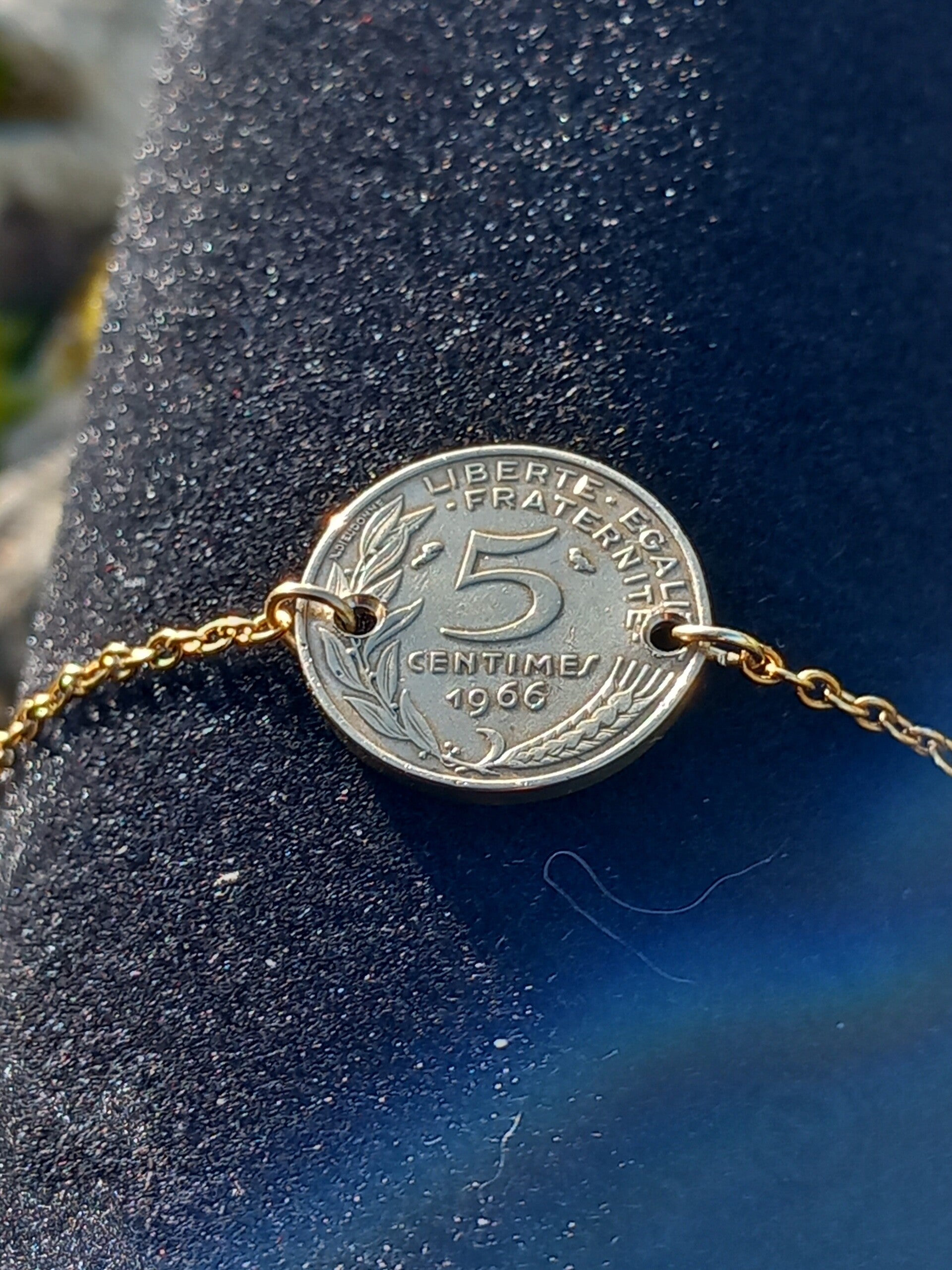Bracelet pièce de monnaie 5 centimes " La marianne "