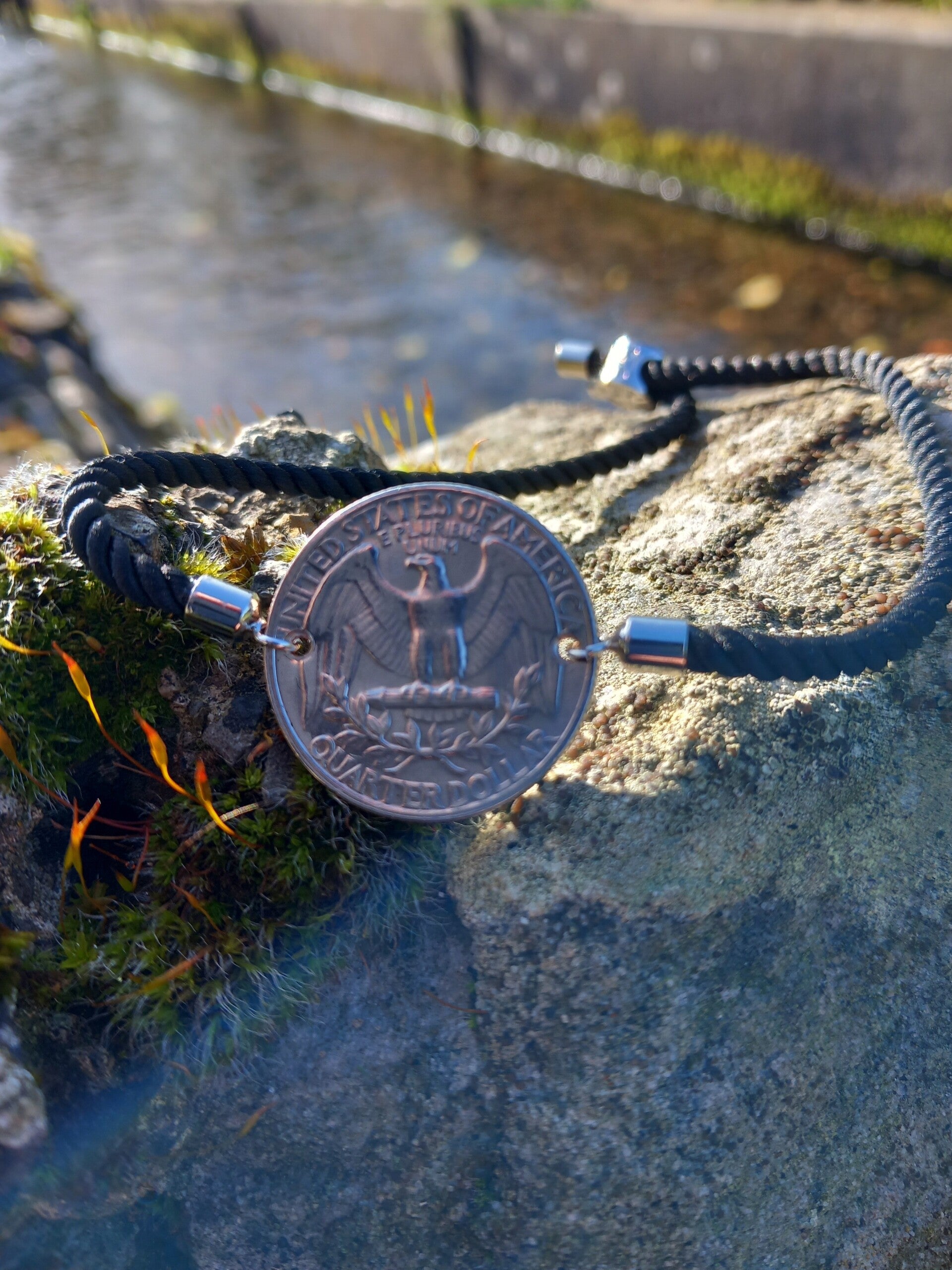 Bracelet pièce de monnaie quarter dollar USA