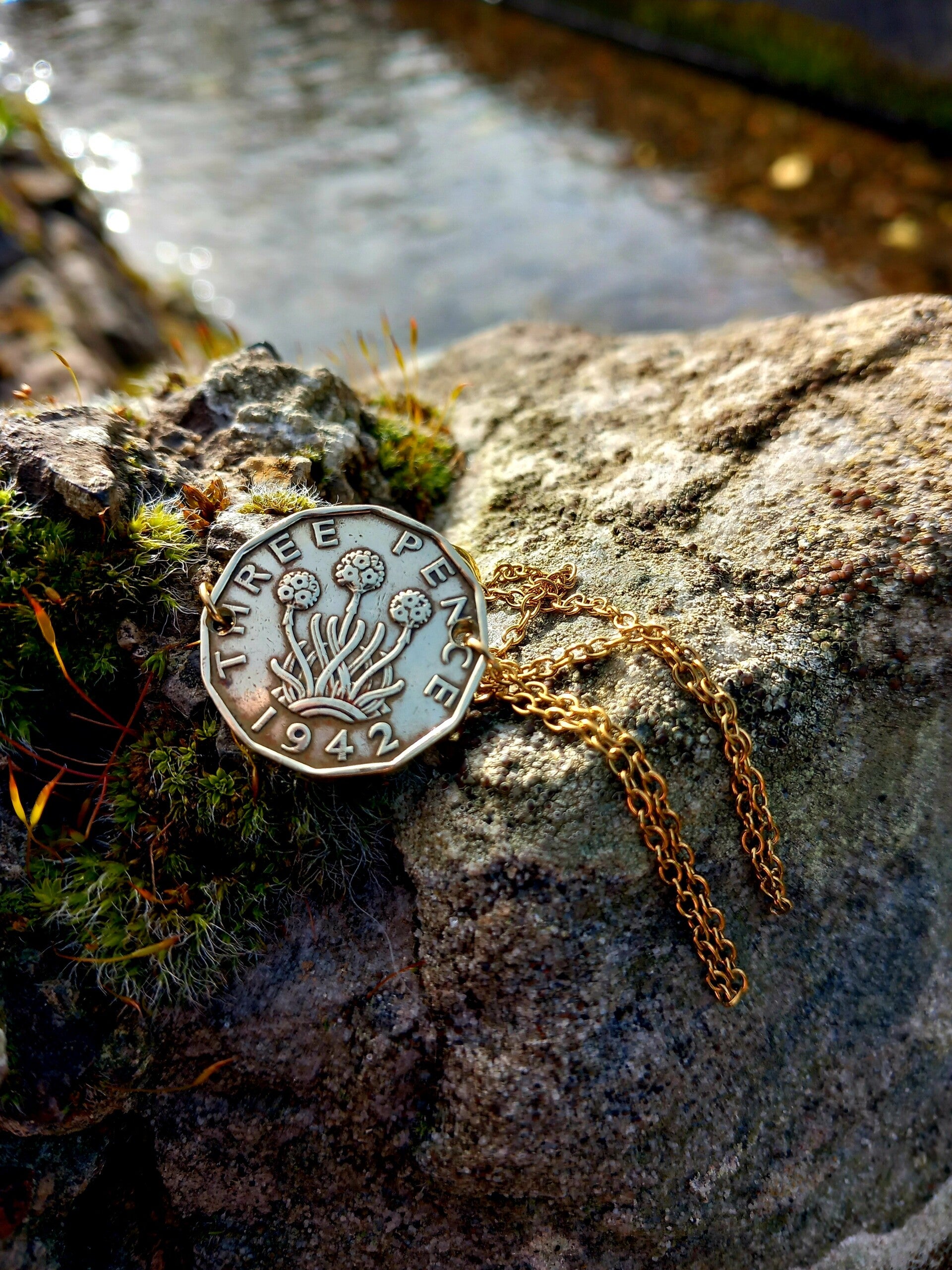 Bracelet pièce de monnaie three pence Angleterre