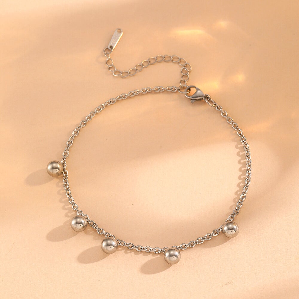 Silver Bead Anklet