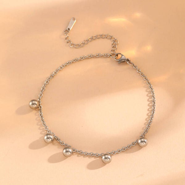 Silver Bead Anklet