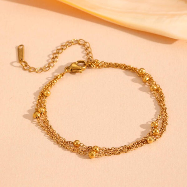Golden & Silver Bead Layers Anklet