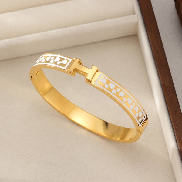 Golden Heart Enamel Bangle