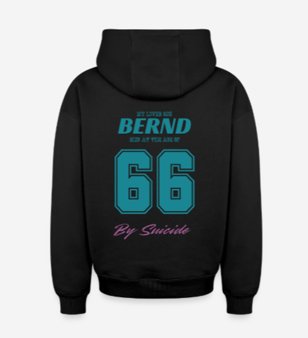 Hoodie Oversize Unisex "Died at age of" (Rücken-Aufdruck)