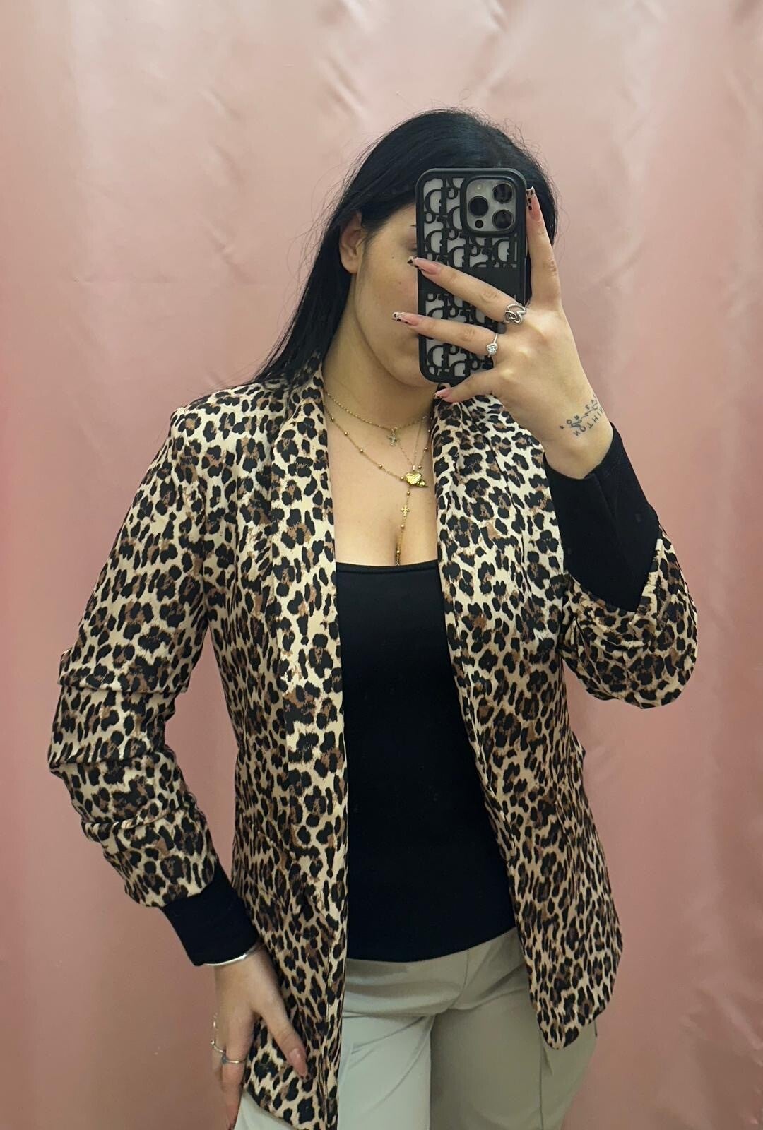 Giacca open-front animalié