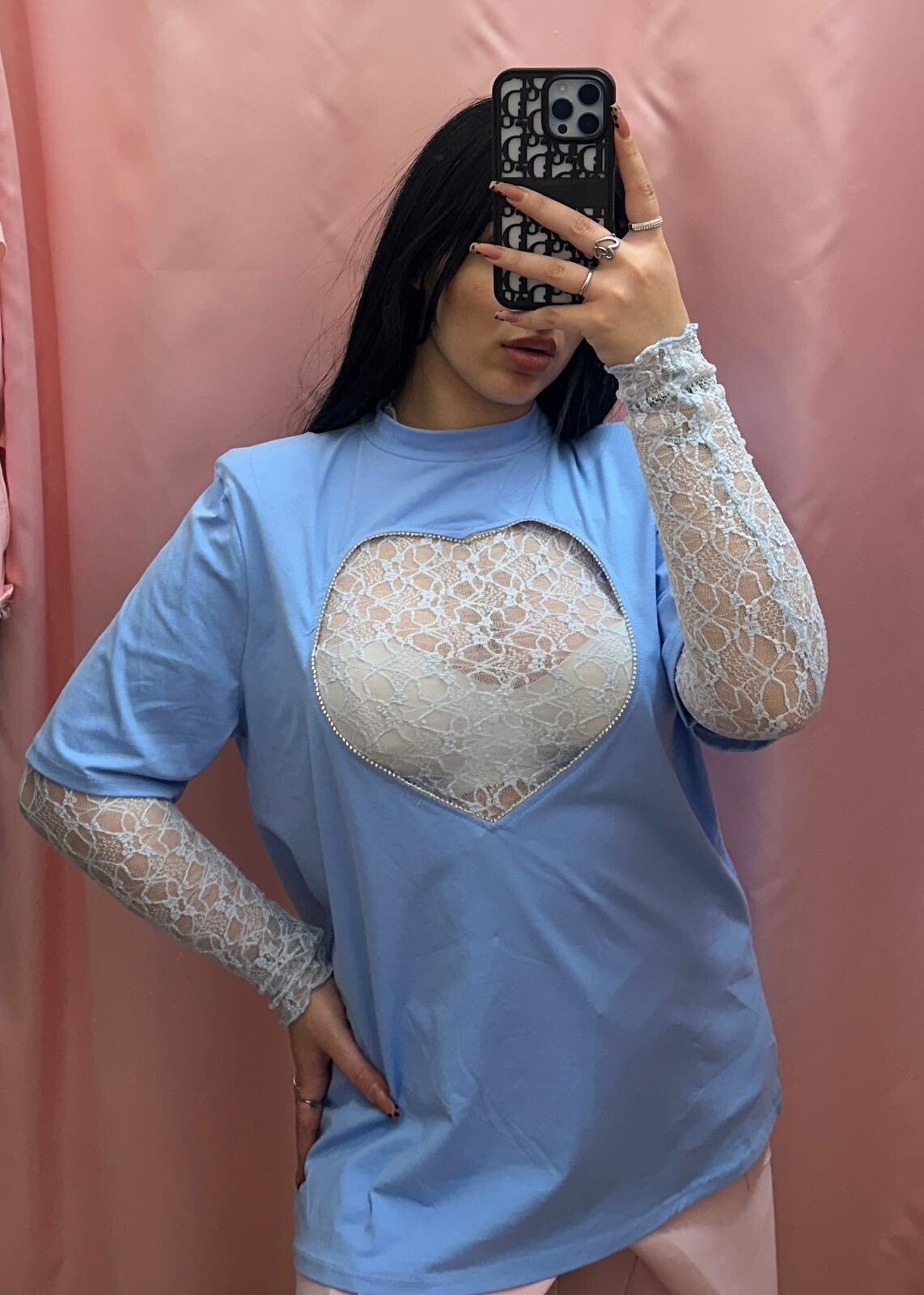 T-shirt heart strass