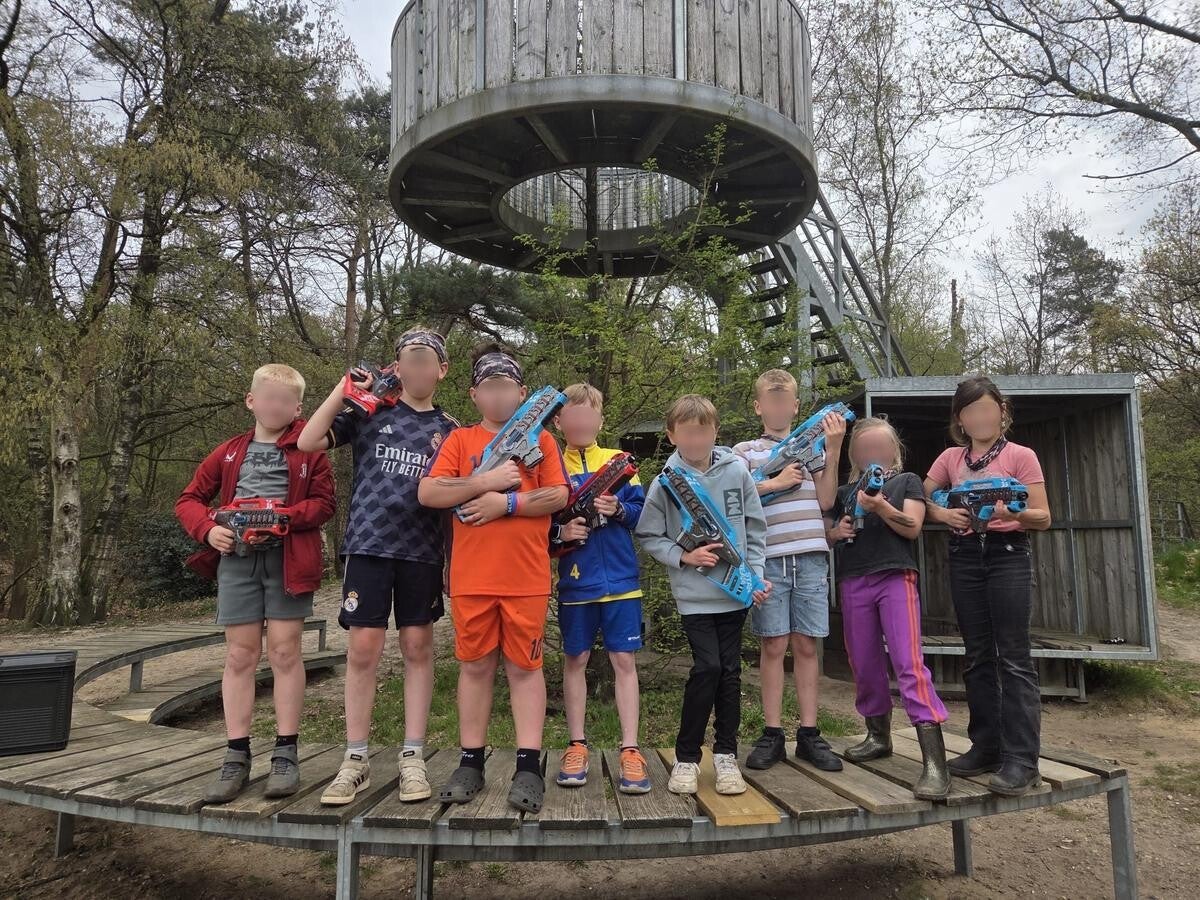 Lasergame kinderfeestje in Lunteren met kinderen uit Barneveld