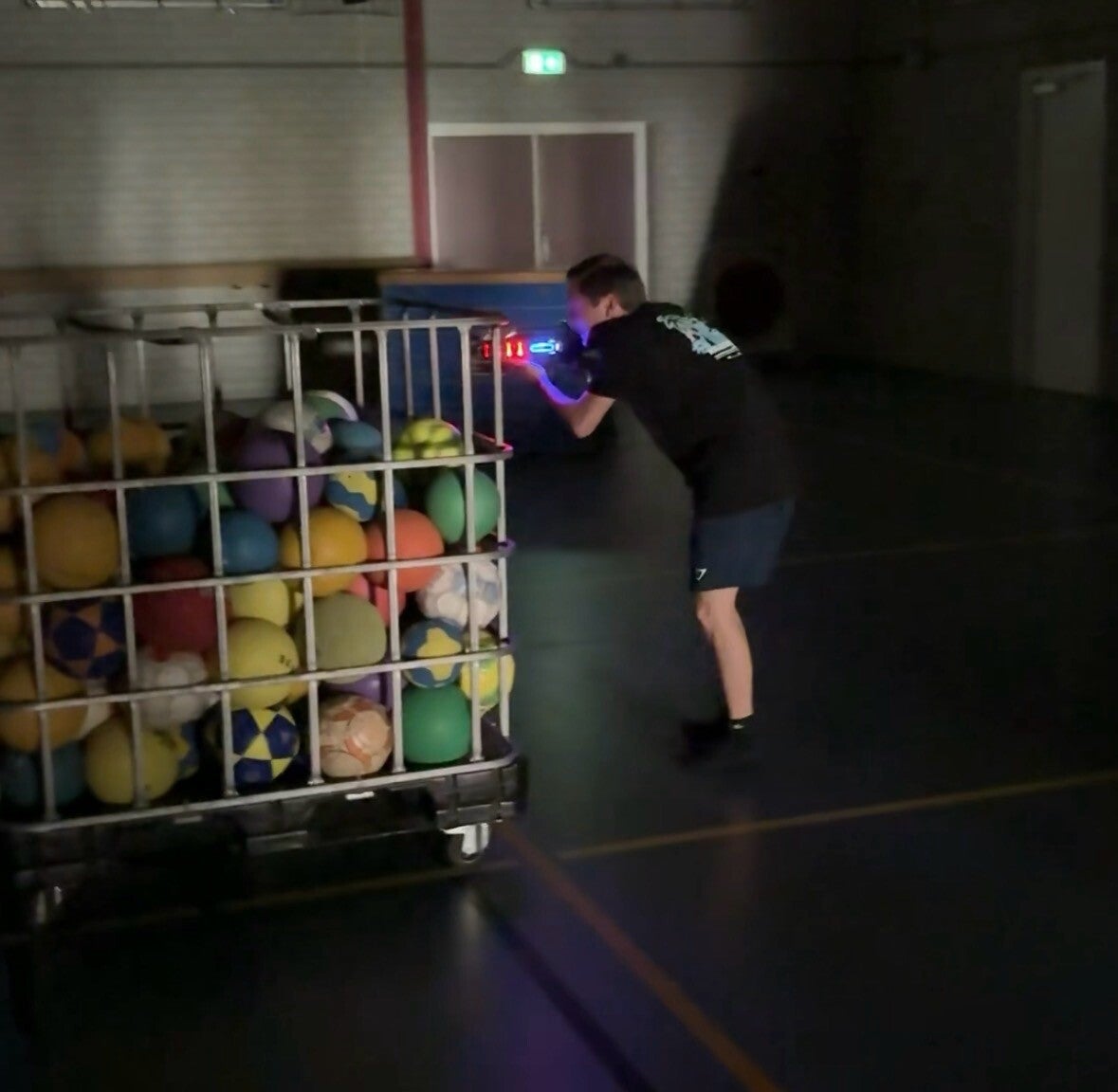 Lasergame-zone in Sportzaal De Spil in Harskamp