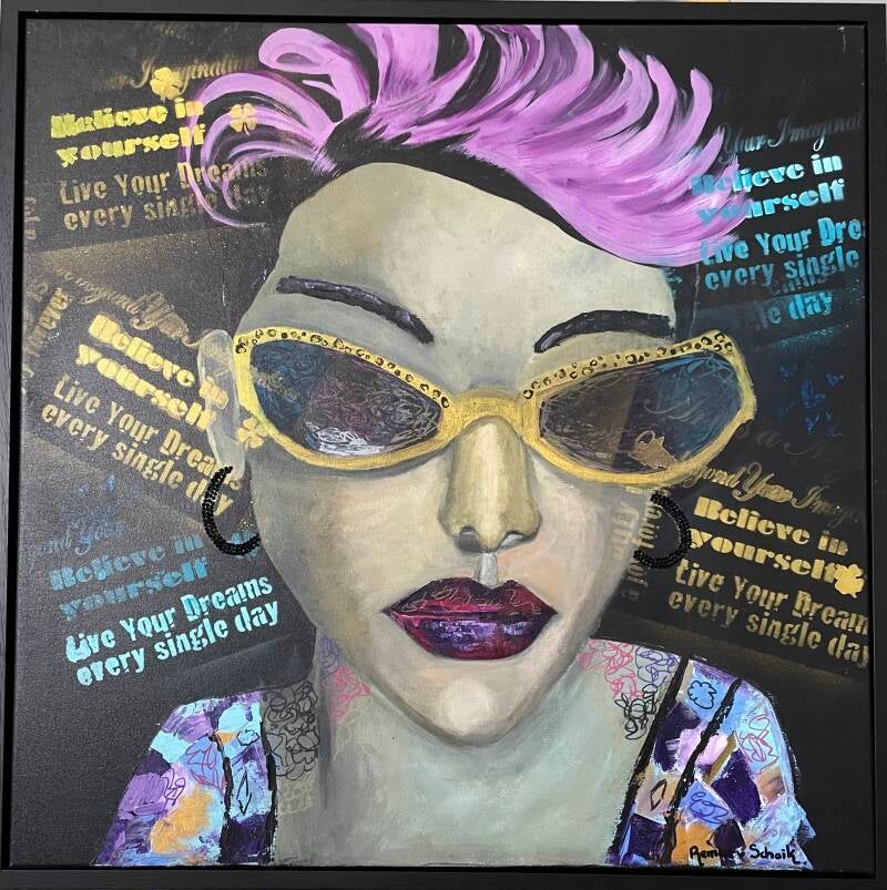 Geloof in jezelf. Acrylverf. Afmeting 80 x 80 cm 