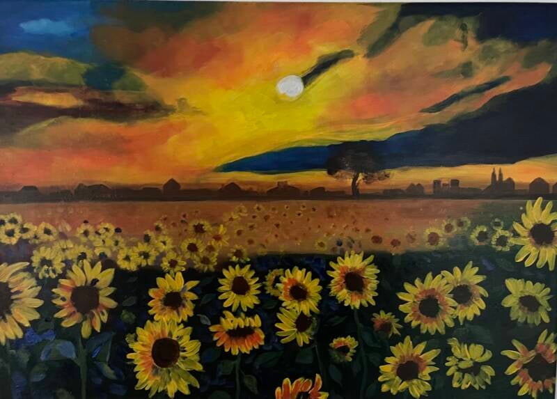 Zonnebloemen, 70 x 50cm