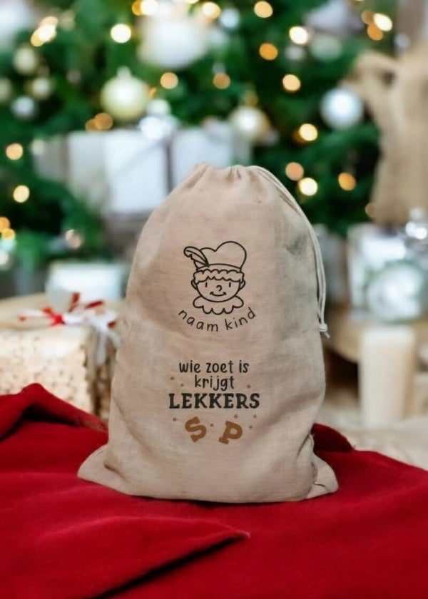 De Echte Grote Sinterklaaszak van jute - Met Naam