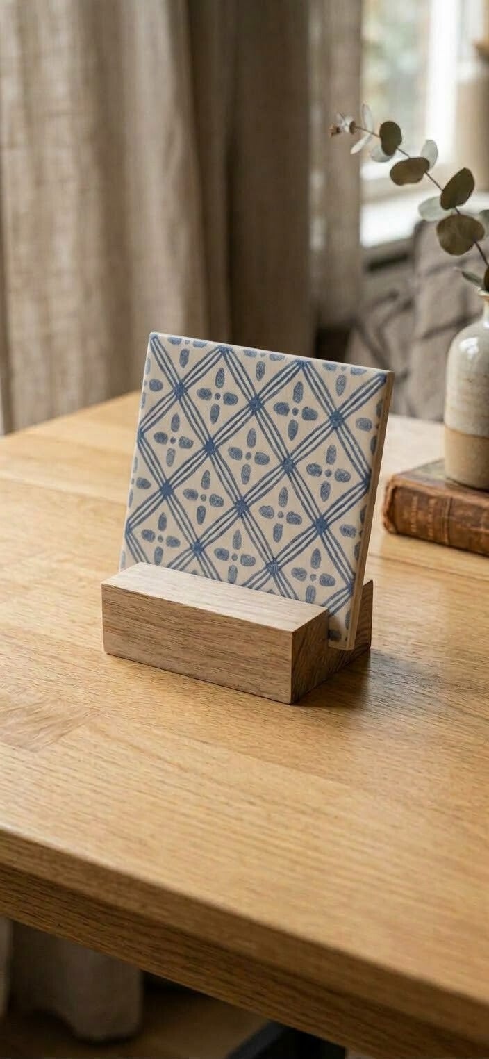 Houten tegel houder.