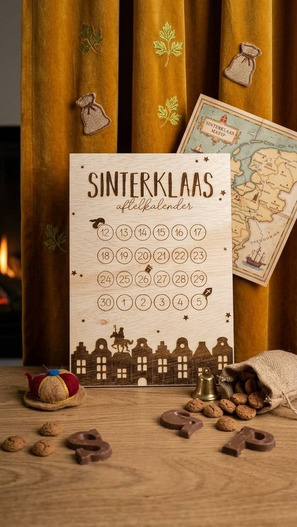 Houten Sinterklaas Aftelkalender – "Aftellen naar Pakjesavond"