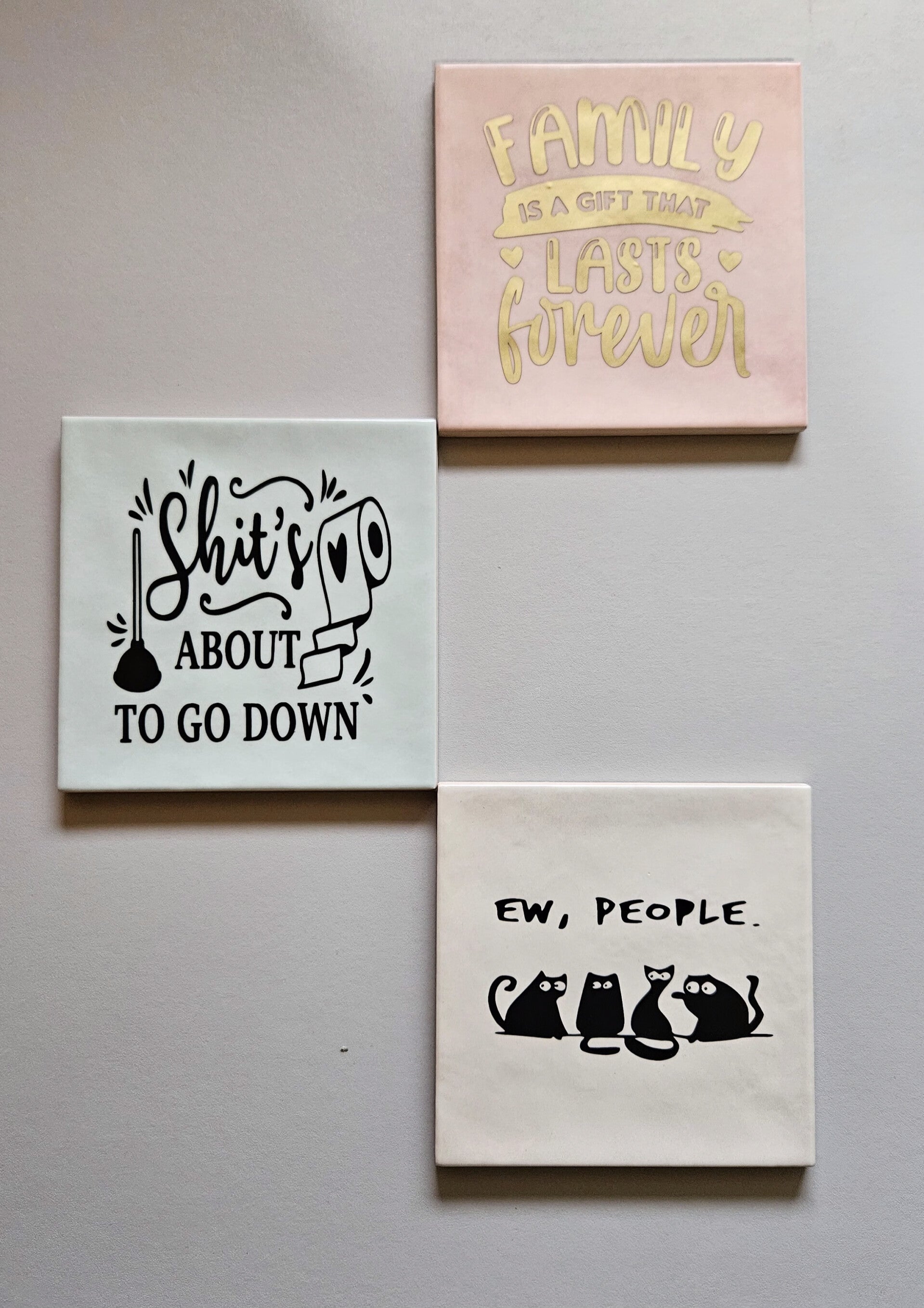 Tegels 13x13cm met leuke teksten