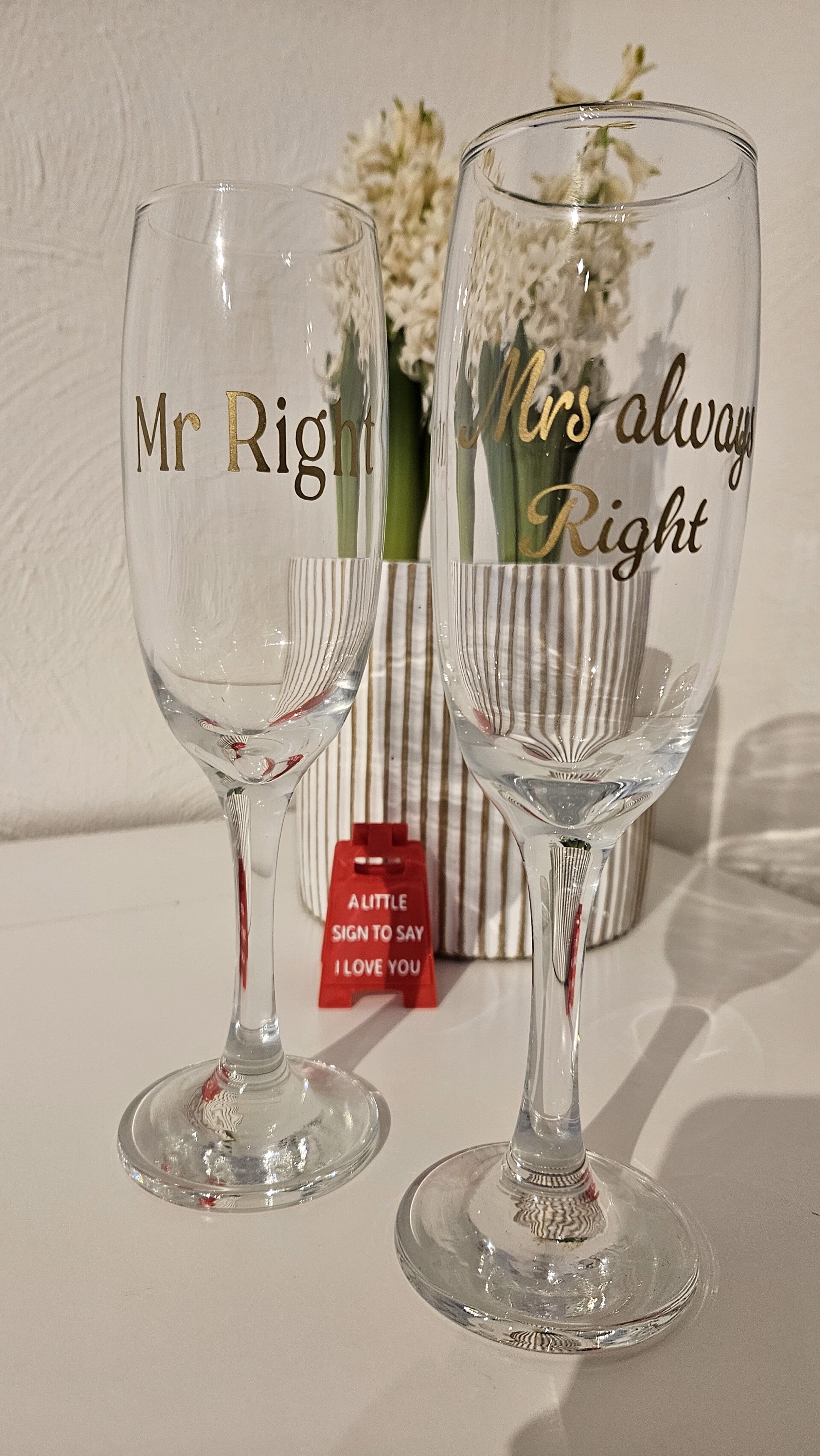Mr. Right & Mrs. Always Right – Champagneglas Set