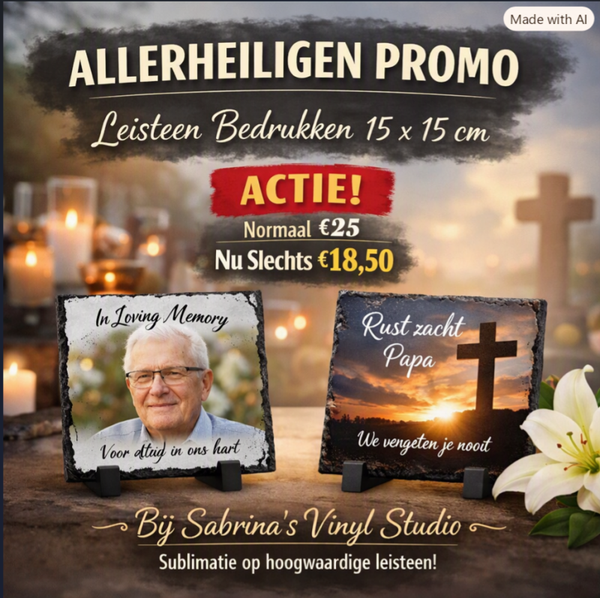 bedrukte leisteen incl. houder